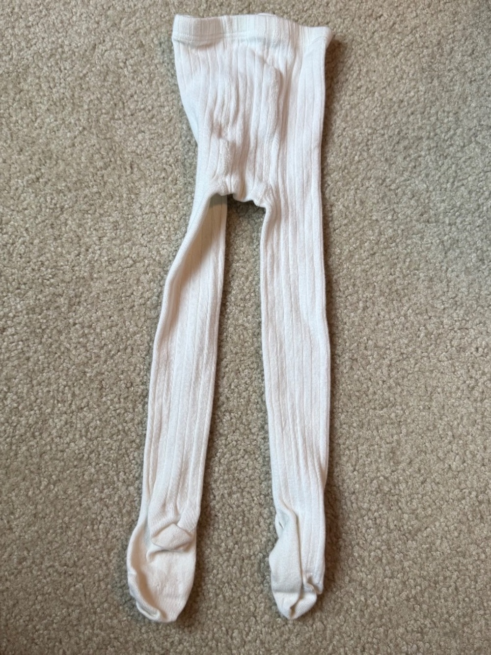 2 pair- white & cream La Coqueta Ribbed Girls Tights Size 2 - Picture 3 of 4